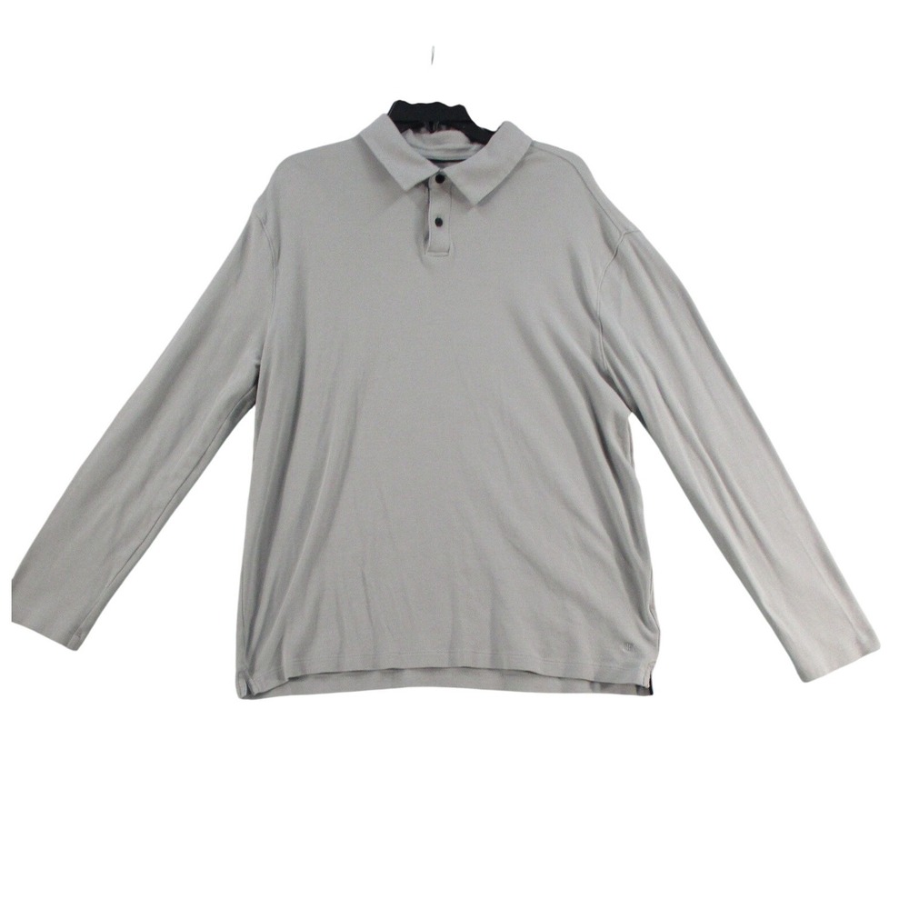 Banana Republic Mens XL Long Sleeve Polo Shirt Gray 100% Cotton‎ 1719897